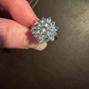 Elegant Silver Floral Cluster Ring